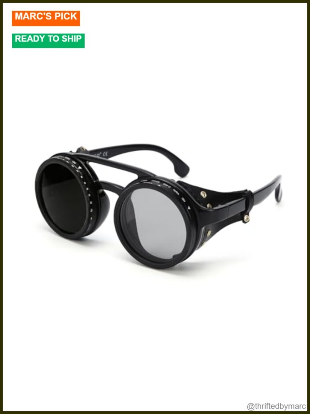 Adjustable Tint Polarized Sunglasses Retro Round Steampunk UV Protection PC